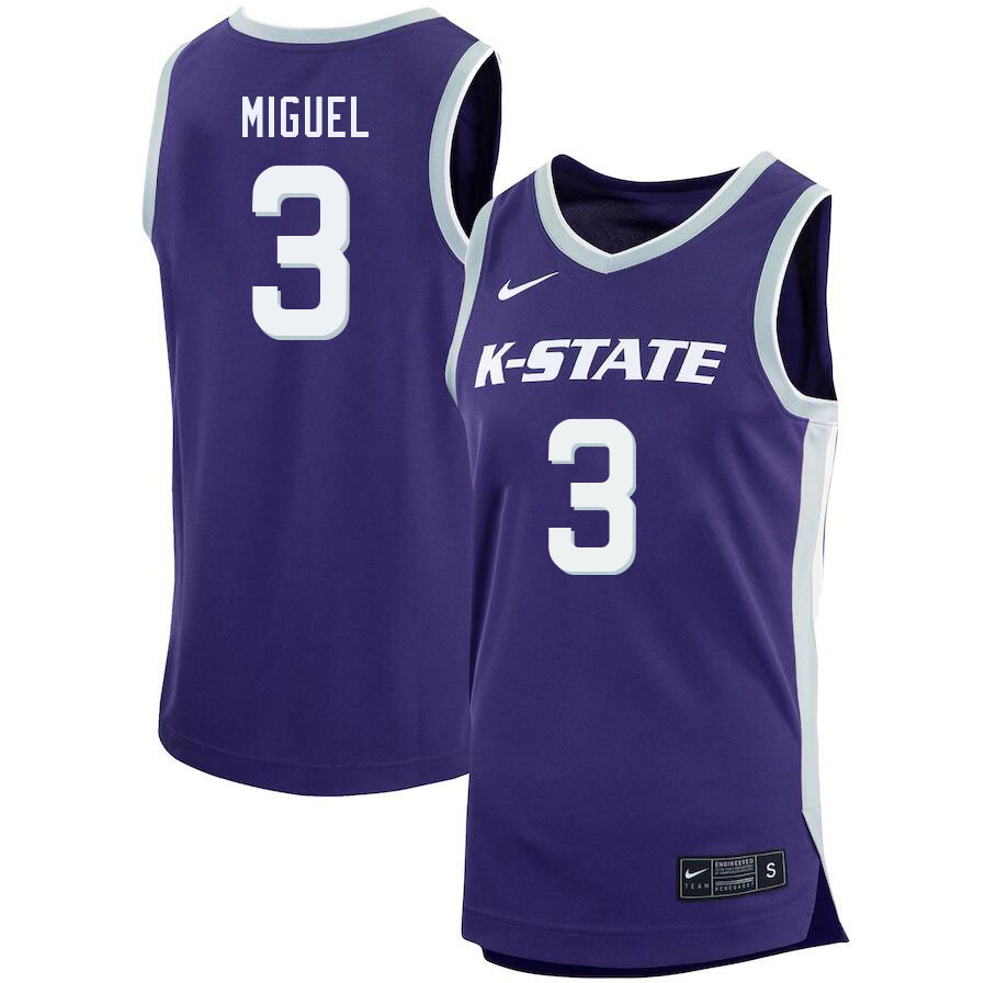 Men #3 Selton Miguel Kansas State Wildcats College Basketball Jerseys Sale-Purple